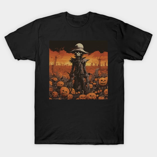 Halloween Skeleton Scarecrow T-Shirt by Ray Crimson